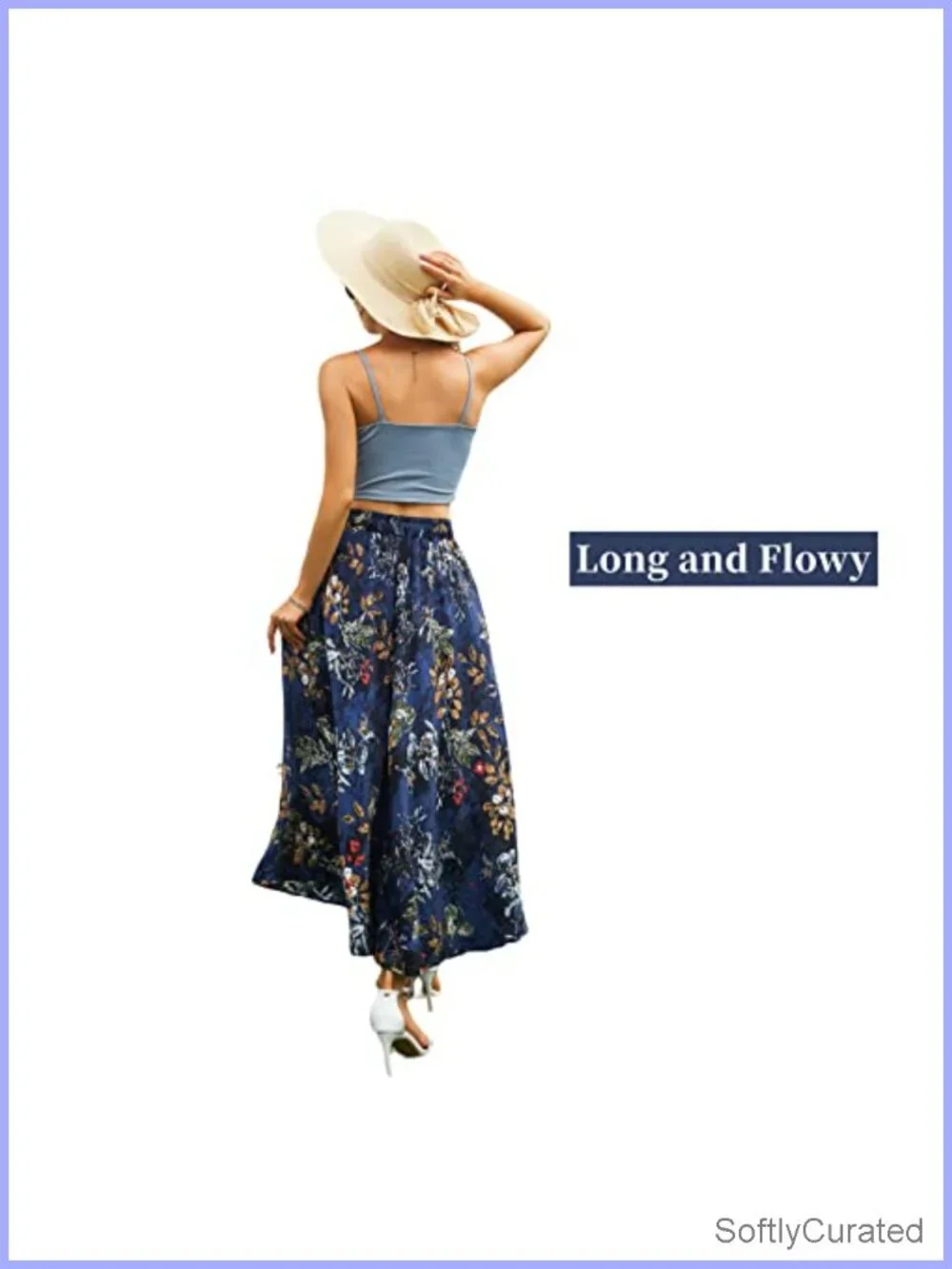 Women's Maxi Skirt with Pockets, Elastic Waistband, Flowy & Breathable